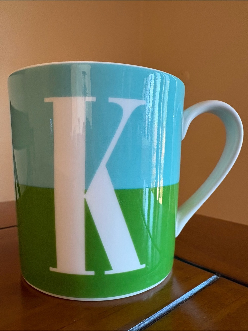 Kate Spade Monogram K Ceramic Mug in Blue and Green